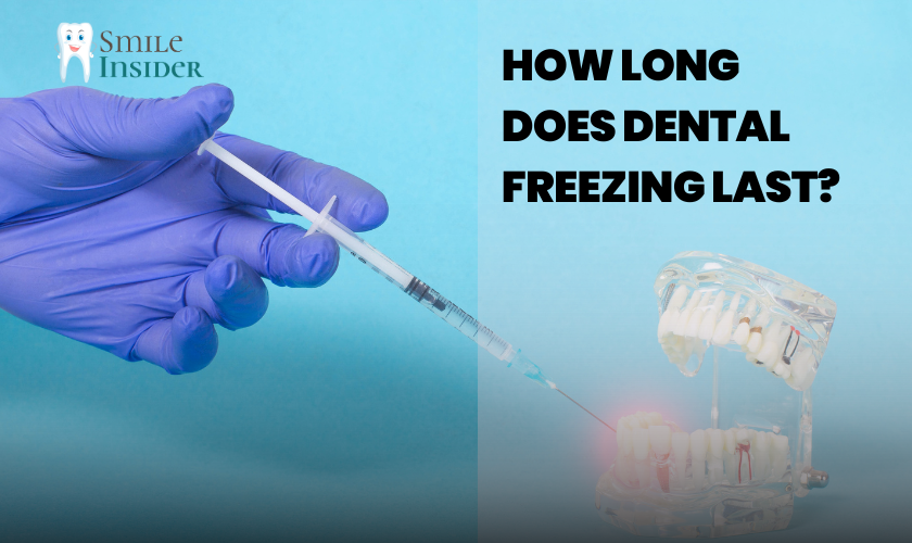 How Long Does Dental Freezing Last? written over a sky blue background